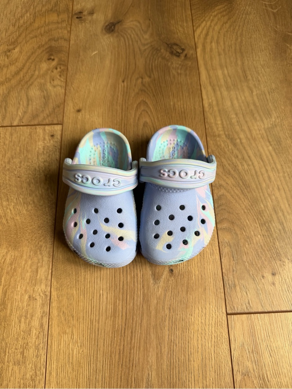 Crocs Kids Tie-Dye / Marbled Pastel Purple  Size 4c Baby Toddler
